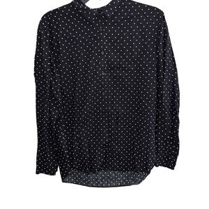 Uniqlo Black and White Polka Dot Women’s Long Sleeve Blouse Shirt Size Medium